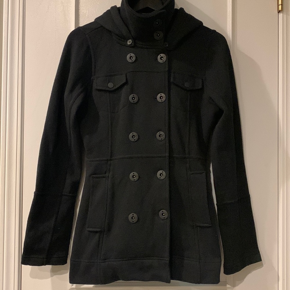 HURLEY Winchester Black Button Up Detachable Hood Sweatshirt Jacket Size S